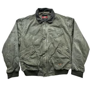 Kakadu 5B21 Traders Australia Leather Collar Flannel Lined Bomber Jacket Mens XL